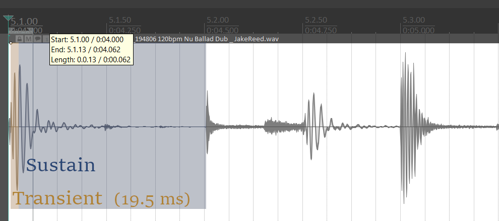 Transient split with VolumeShaper